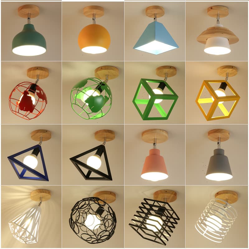 Nordic aisle lamp solid wood macaron ceiling lamp creative hallway bay window balcony entrance cloakroom corridor lamp