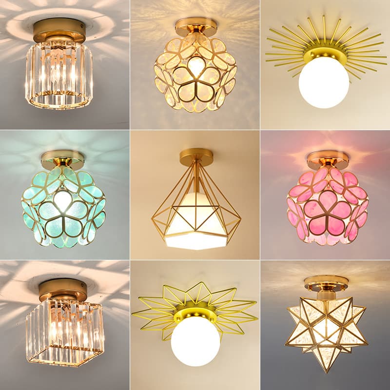 Aisle lamp corridor lamp balcony entrance home creative light luxury modern simple crystal Nordic bedroom ceiling lamp
