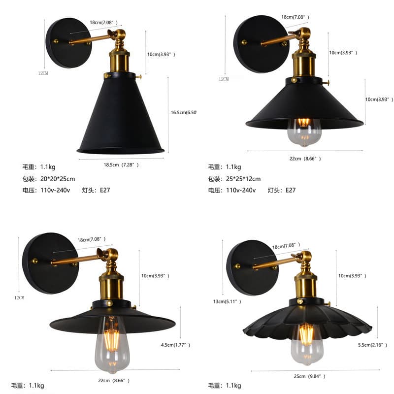 American Retro Bar Wall Lamp Living Room Bedroom Balcony Lamps Away Iron Simple Bedside Lamp Creative Industrial Style