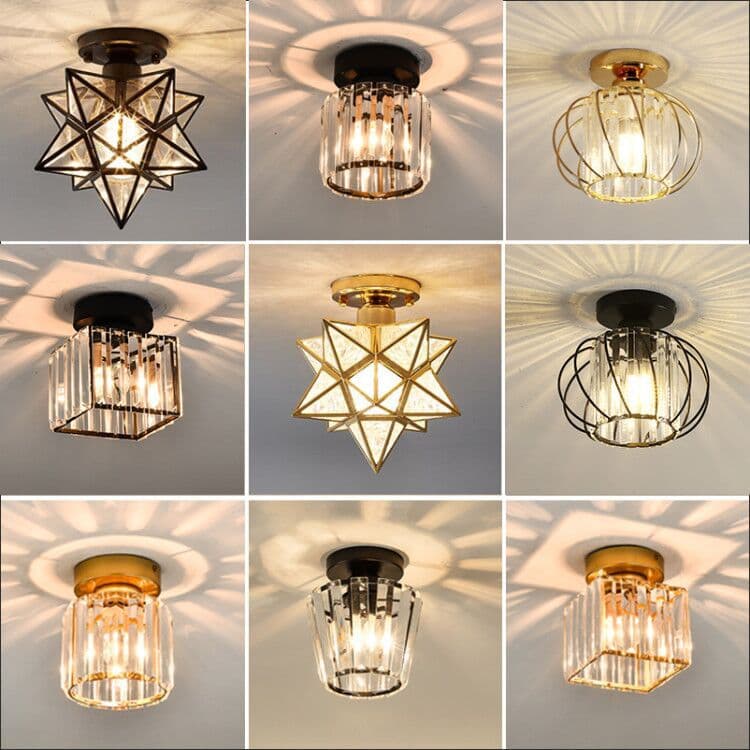 Aisle Light Corridor Hallway Balcony Simple Entry Light Luxury Crystal Small Ceiling Lamps Stairs Golden Cloakroom
