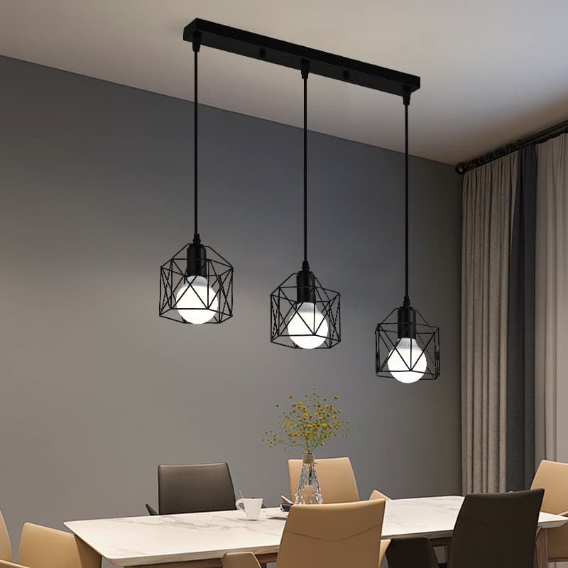 Nordic Retro Bar Chandelier Home Entrance Living Room Lamp Nordic Restaurant Chandelier Creative Black Lantern Bedroom Lamp