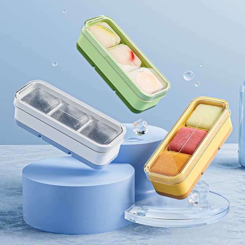 Soft Bottom Square Ice Mold Ice Storage Box Mini Ice Cream Ice Maker Wholesale Food Grade Ice Tray Mold Ice Box with Lid