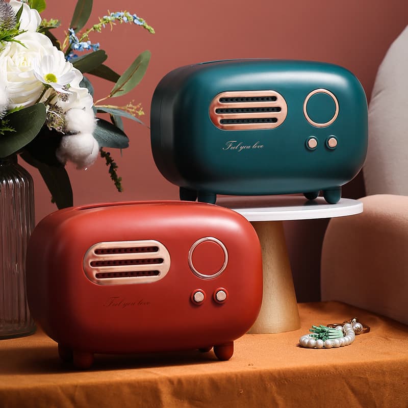Cross-Border Light Luxury Gifts, Living Room Household Coffee Table High-End Tissue Box, Creative Large and Small Radio Tissue Box