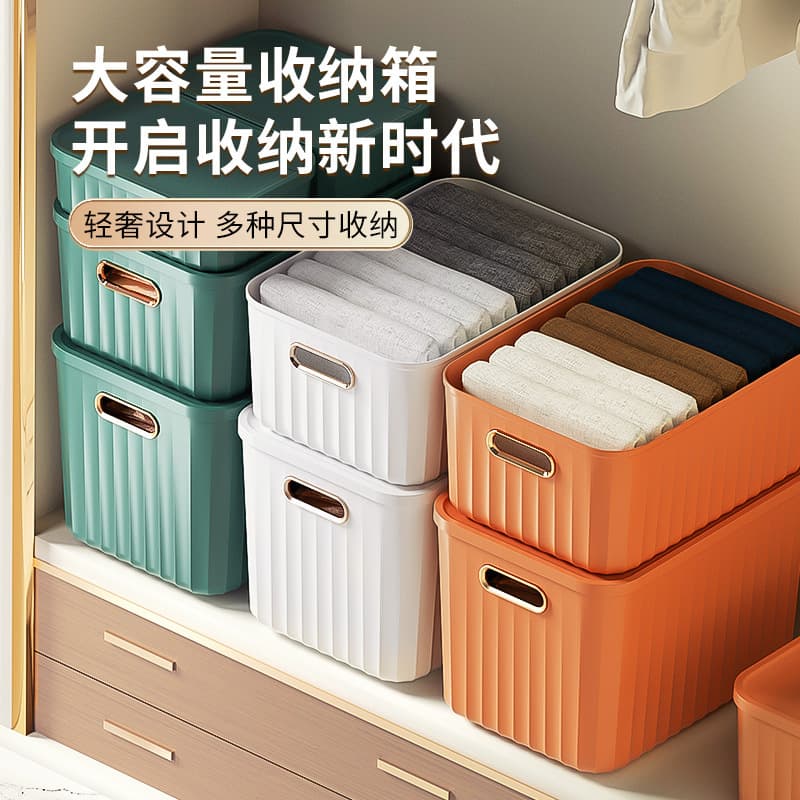 Thickened Wardrobe Storage Box for Children's Clothes and Snacks, Plastic Storage Box with Lid for Living Room, Pants and Miscellaneous Items Organizer Box