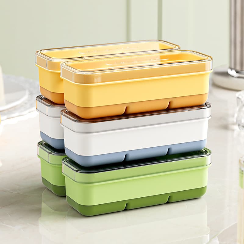 Cross-border Food Grade Ice Cake Mold with Lid Ice Box Soft Bottom Square Ice Mold Ice Storage Box Mini Ice Cream Ice Maker