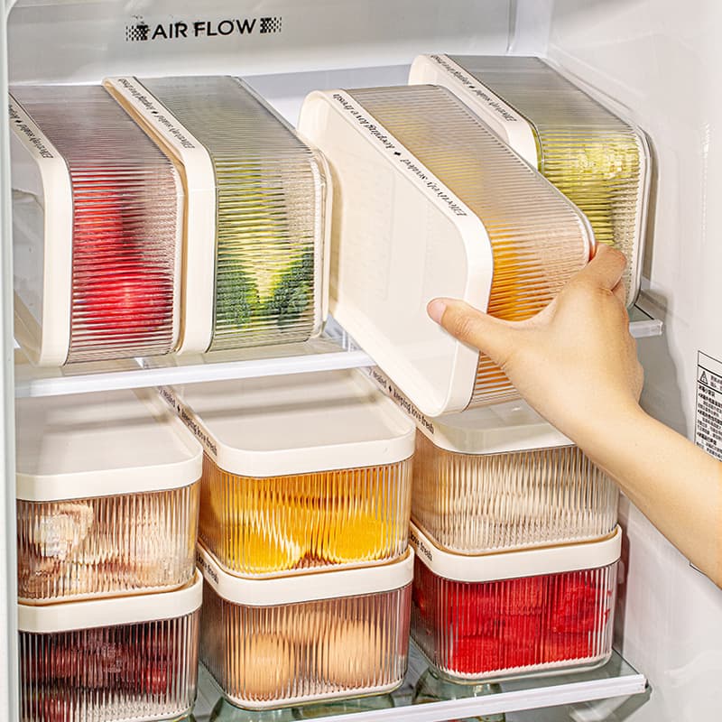 Household Large-Capacity Fruit Lunch Box with Drain Partition Refrigerator Crisper Kitchen Storage Sealed Lunch Box