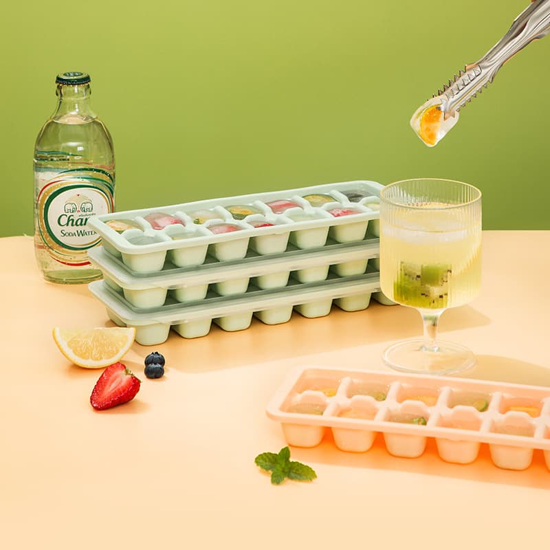 Carefully Selected Ice Cube Mold 14-Grids Square Ice Storage Ice Box Easy to Release Frozen Ice Cube Artifact Food Grade Ice Tray with Lid