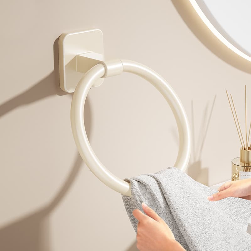 Cream Style Bathroom Towel Ring Space Aluminum Towel Hanging Bathroom Hand Towel Ring Washbasin Wall Hanging Round Hanging Ring