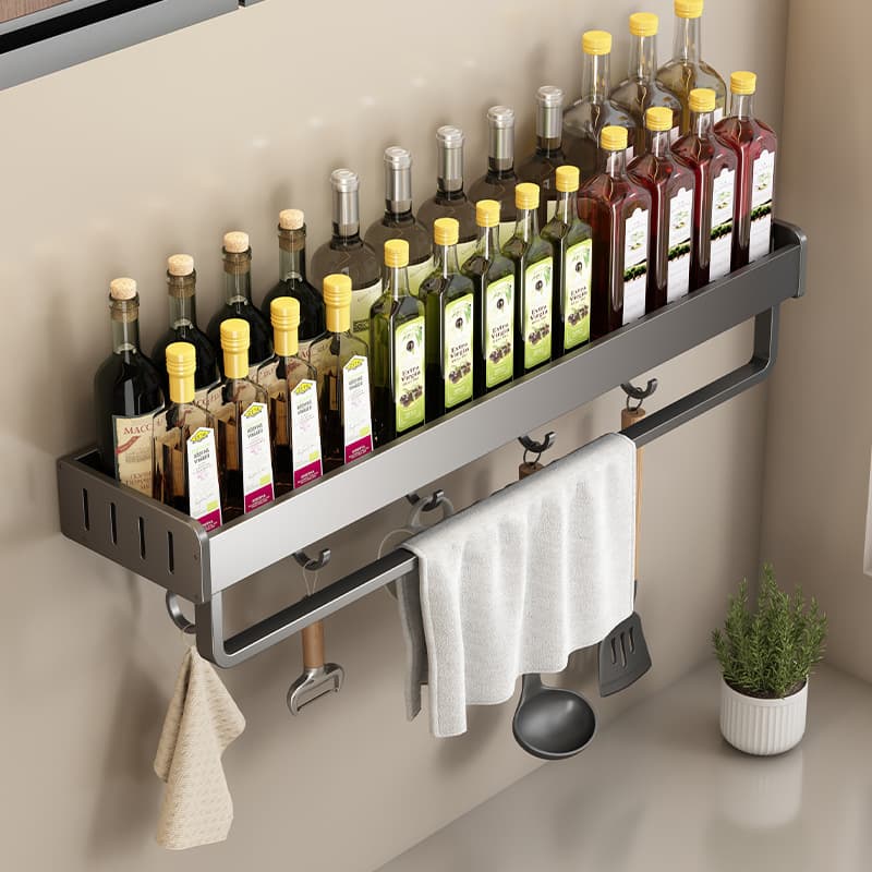 Gun Gray Kitchen Storage Rack Spice Rack Punch-Free Wall-Mounted Spice Jar Household Supplies Wall Storage Rack