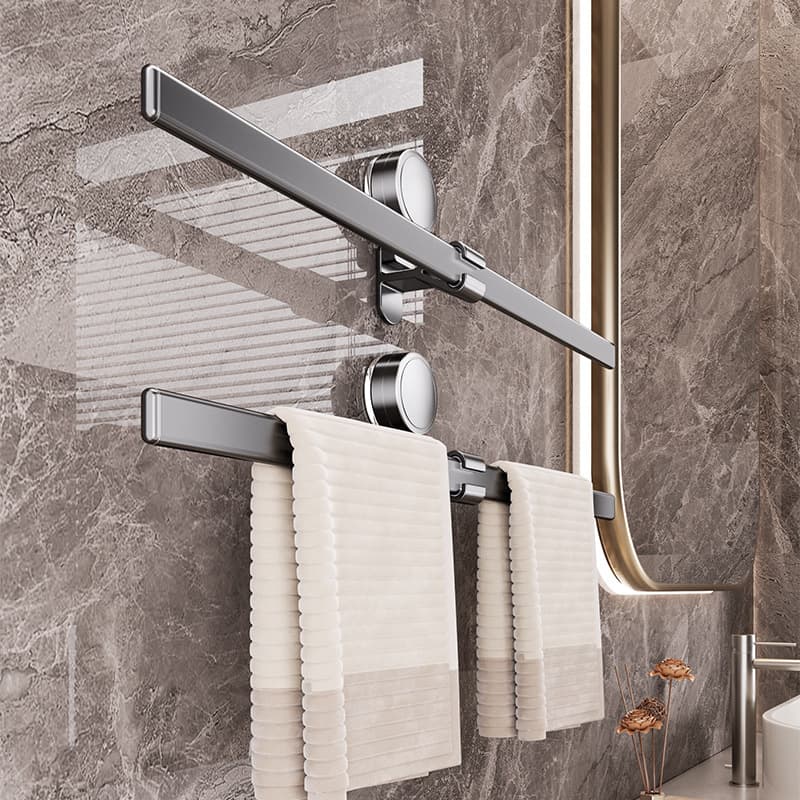 Towel Rack Bathroom Punch-Free Bathroom Storage Rack Space Aluminum Towel Single Pole Bathroom Wall-Mounted Storage Rack