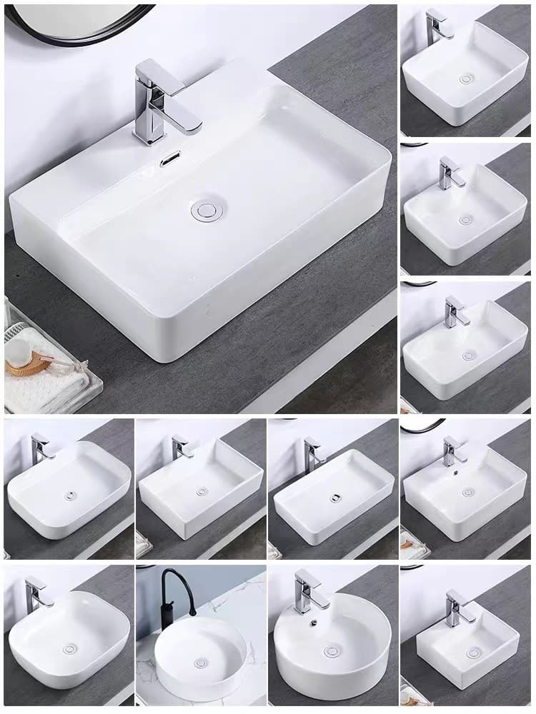 Table Basin Wash Basin Ceramic Washbasin Hotel Art Basin Bathroom Square Oval Household Bathroom