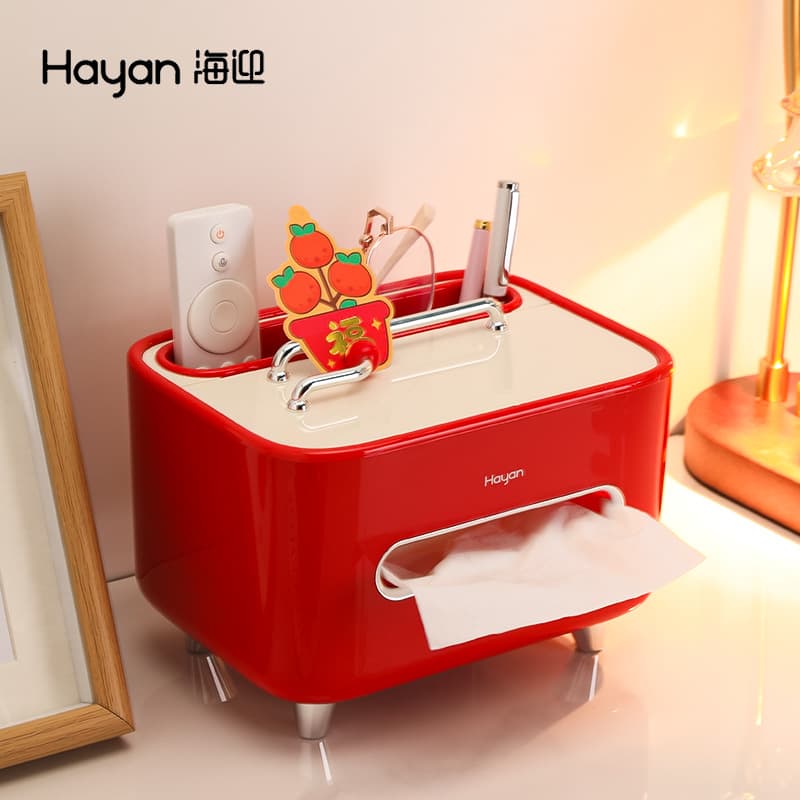 Living Room Household Tissue Box Ornaments Remote Control Storage Box Creative Multi-Functional Accessible Luxury Coffee Table Radio Paper Box
