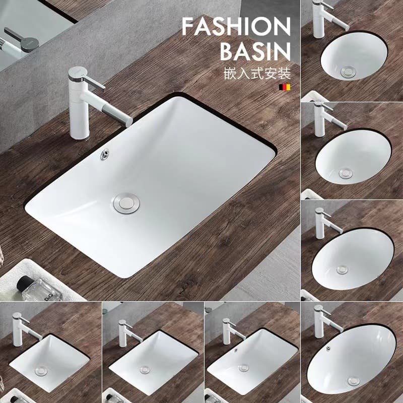 Hotel Ceramic Square Undercounter Basin Embedded Wash Basin Bathroom Wash Basin Round Wash Basin Flats Bottom Basin
