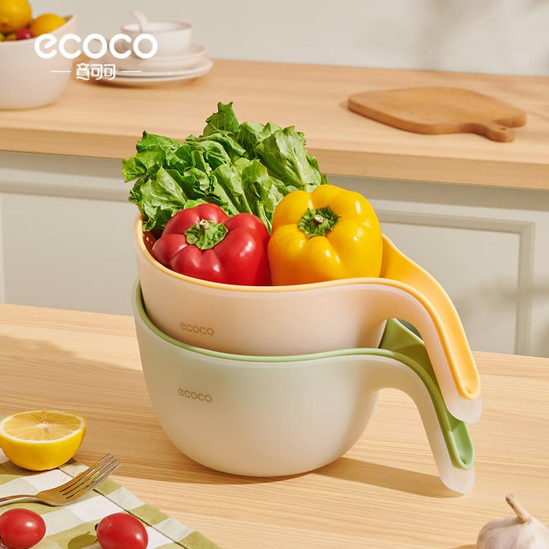Yikoco Double-Layer Fruit and Vegetable Drain Basket Home Kitchen Multi-Functional Food Drain Plastic Rice Basket