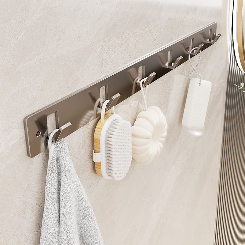 No-Drill Bathroom Hooks Wall Adhesive Hooks Kitchen Gunmetal Hooks Towel Rack Clothes Hanger Door Hooks