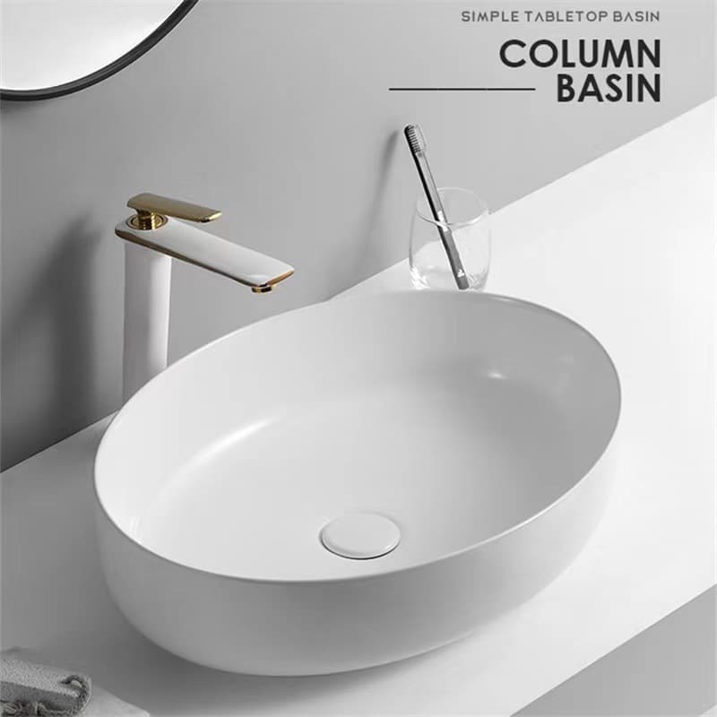 Hotel ceramic table basin Oval wash basin single basin bathroom wash basin sink basin household light luxury style