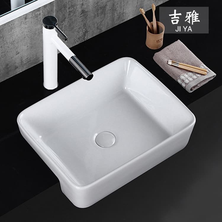 Square Ceramic Basin Bathroom Freestanding Washbasin 5675 Ceramic Table Basin Household Hotel Washbasin
