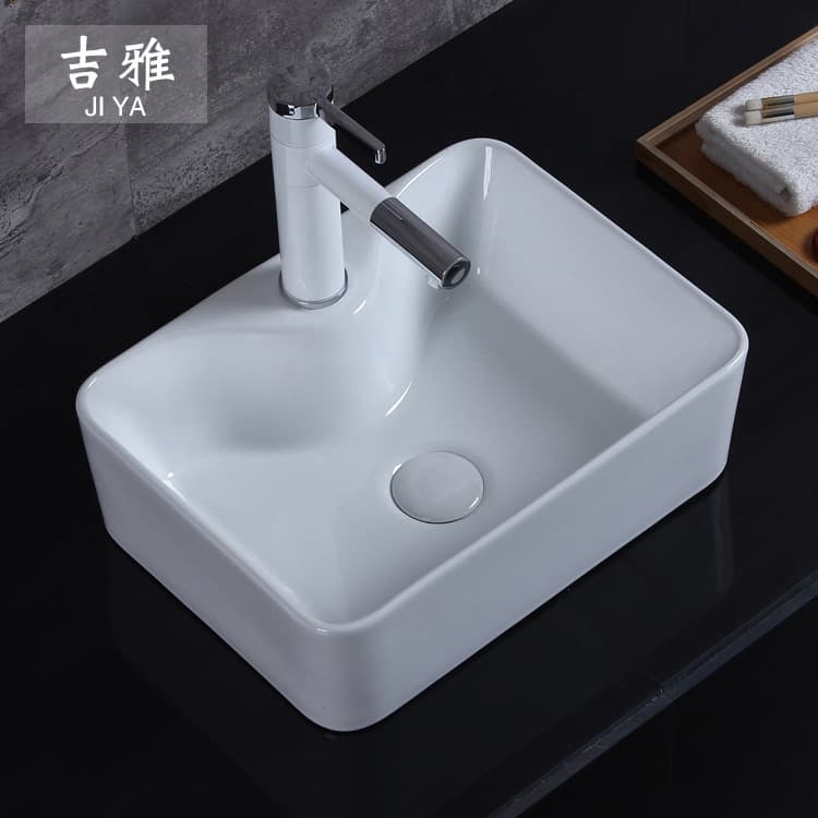 Wholesale White Square Ceramic Counter Basin Bathroom Bath Basin Simple Table Basin 5776A Art Basin