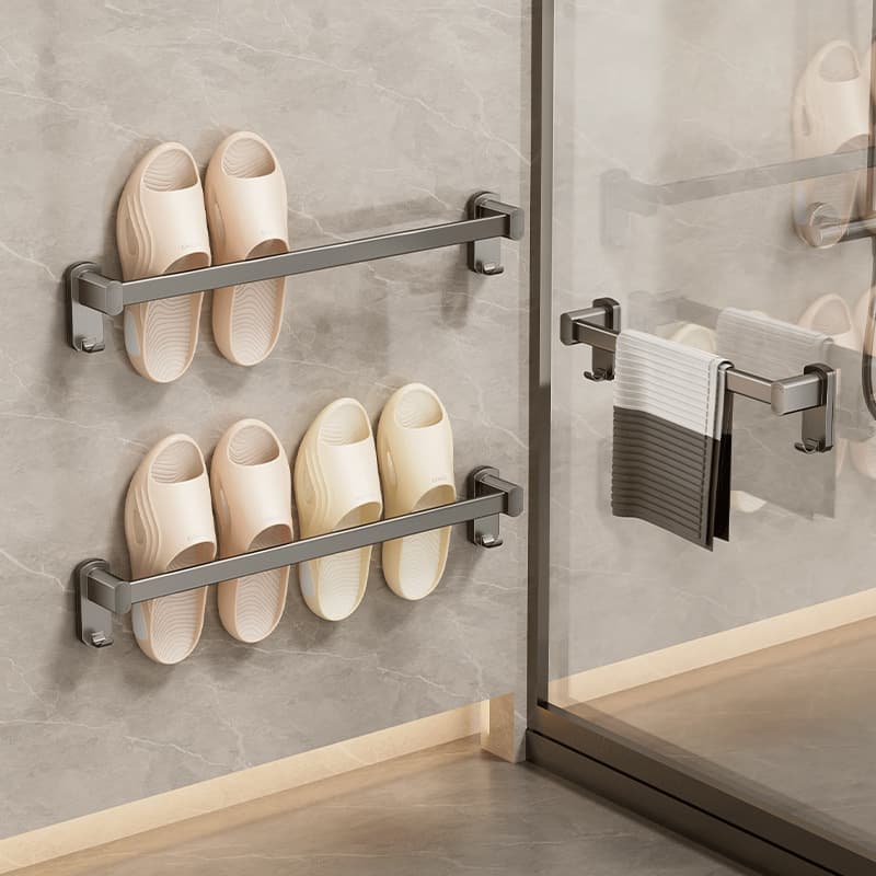 Bathroom Slipper Rack, No-Drill Wall-Mounted Toilet Shoe Rack with Drainage for Behind the Door Storage