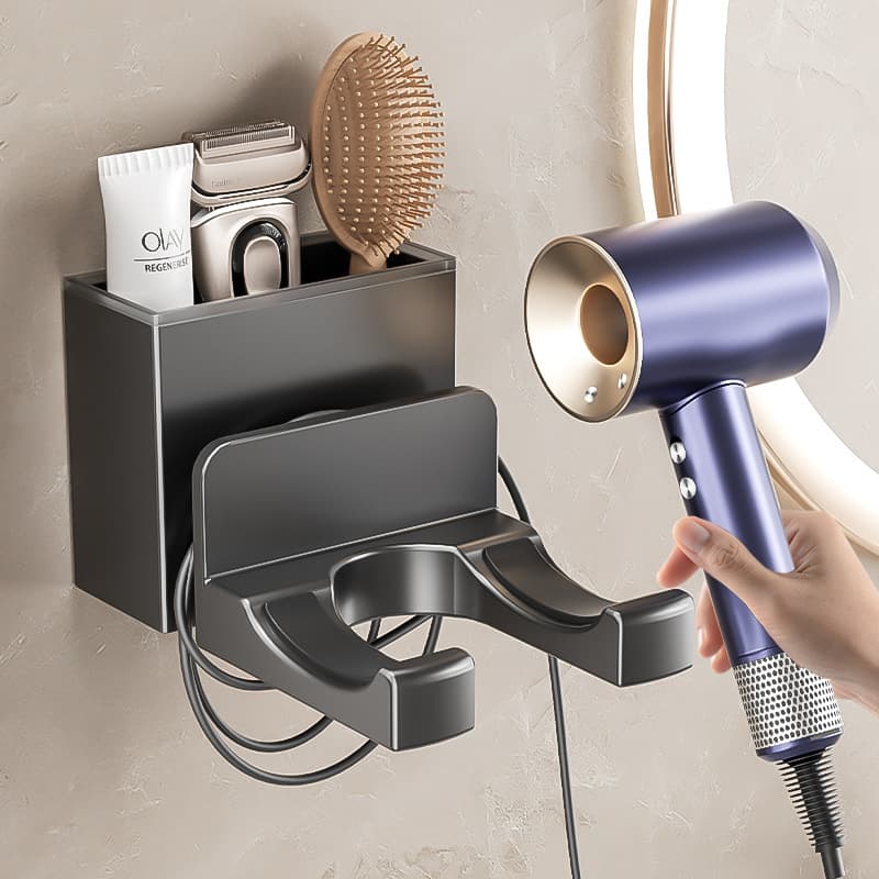 Bathroom Hair Dryer Storage Rack Bathroom Hair Dryer Holder Toothbrush Rack Toilet Wall-Mounted Hair Dryer Storage Rack