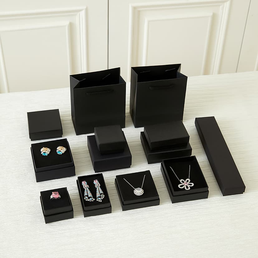 High-End Black Jewelry Box, Heaven and Earth Cover Gift Packaging, Empty Box, Necklace, Bracelet, Ring Storage Jewelry Box