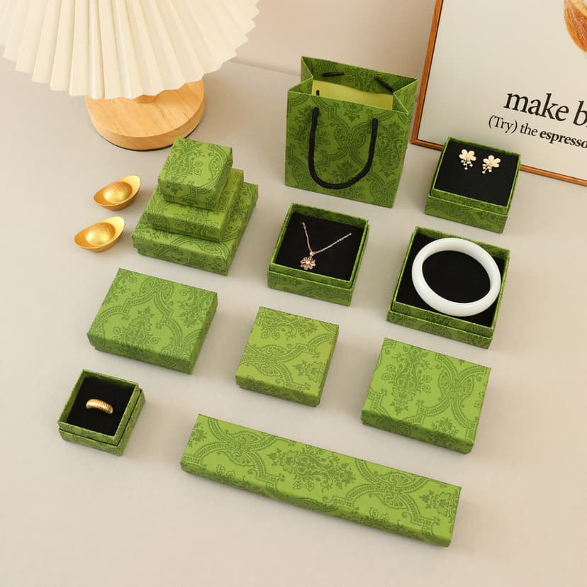 Retro Green Jewelry Box Jewelry Necklace Bracelet Heaven and Earth Cover Storage Jewelry Box Fashion Packaging Gift Box
