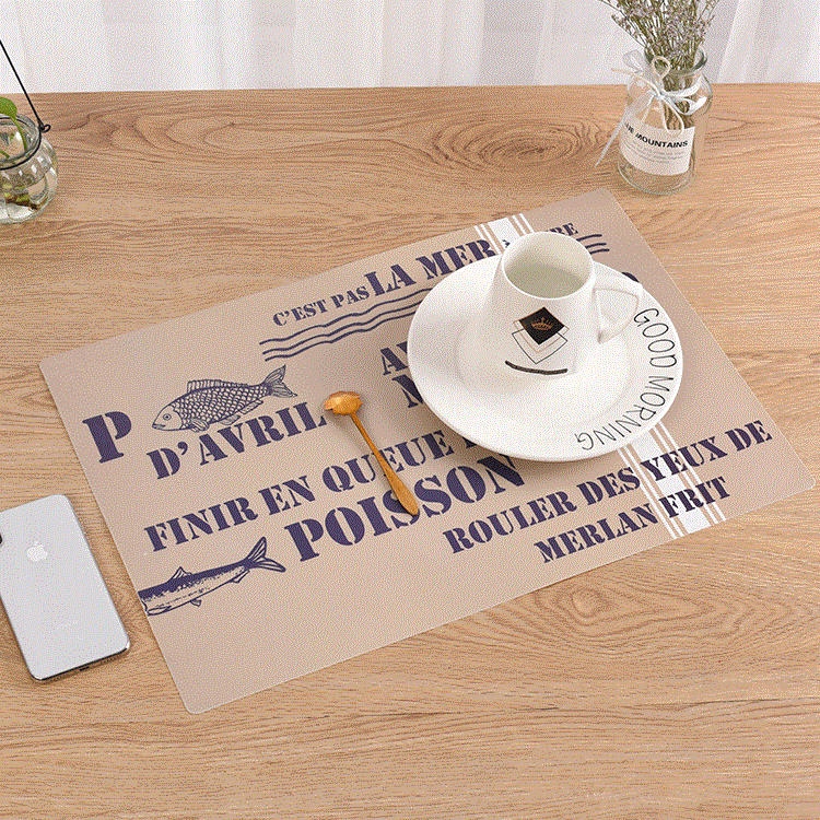 Wow Pvc Simple Non-Slip Mat Placemat Waterproof and Oil-Proof Rectangular Dining Table Mat European Style Dinner Plate Mat Western Food Mat