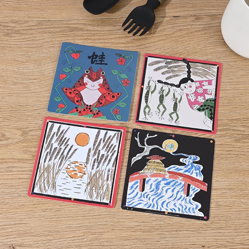 Wow Retro European Pattern Pvc Tea Set Placemat Insulation Pad Coaster Custom Printed Logo Mosaic Placemat