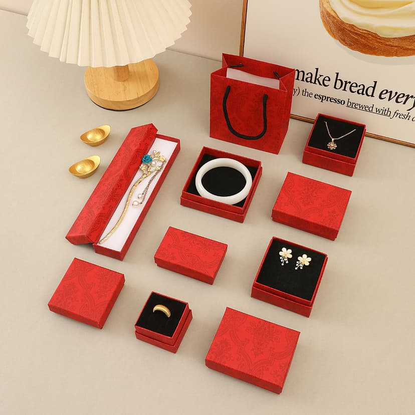 Heaven and Earth Cover Jewelry Storage Box Wholesale Red High-End Earrings Hand Jewelry Necklace Jewelry Holiday Gift Packaging Box
