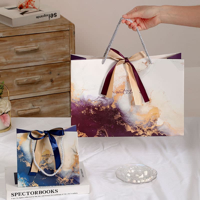 Teacher's Day Gift Packaging Bag for Teachers, Marble Pattern Large and Small Gift Bag, Thickeneded Birthday and New Year Souvenir