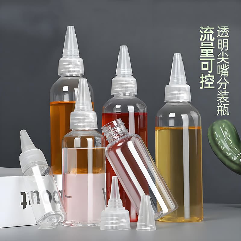 Pointed Mouth Dispensing Bottle, Small Oil Bottle, Transparent Press Food-Grade Squeeze Sauce Bottle, Barbecue Plastic Portable Bottle, Syrup Bottle