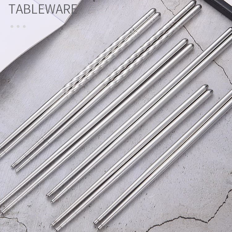 Manufacturer Wholesale Stainless Steel Threaded Hollow Chopsticks Non-Slip Dining Chopsticks Fast Food Restaurant Household Plain Chopsticks Round Chopsticks
