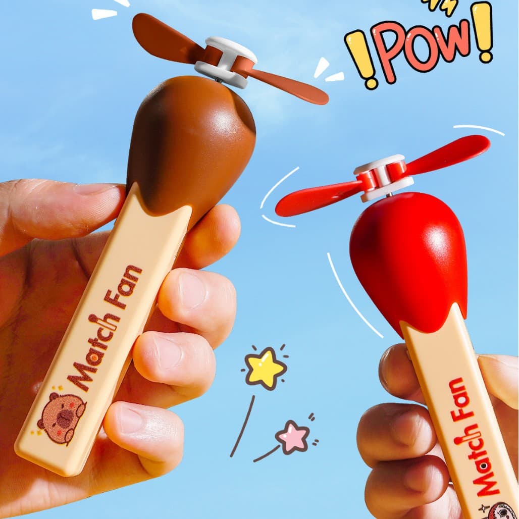 Matchstick Handheld Small Fan, Mini Silent Student USB Portable Cartoon Children's Hand Fan, Summer Rechargeable Model