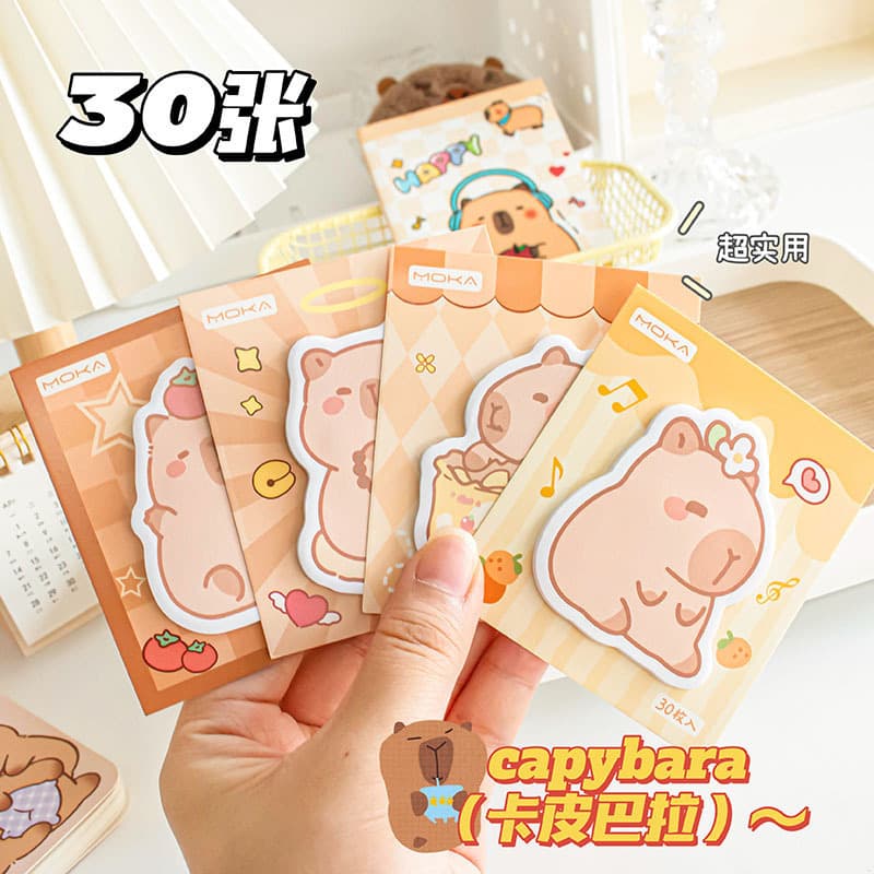 Kapibala Sticky Notes with an Instagram-Style High-End Feel, Cartoon-Shaped Cute Message Notes for Elementary School Students, Reusable Sticky Note Pads