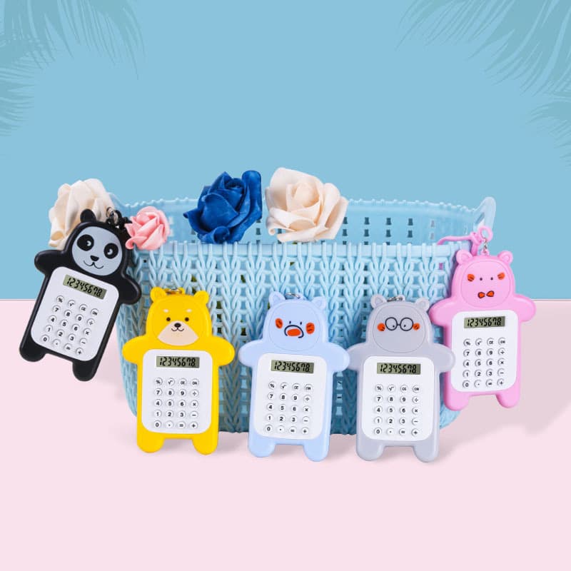 Mini Calculator student cute cartoon computer keychain bear calculator wholesale