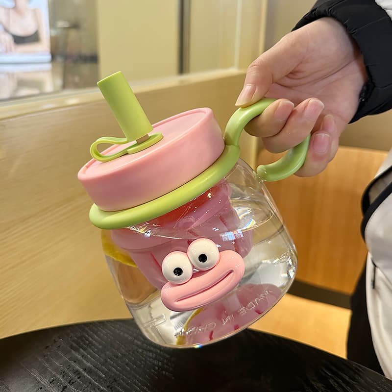 Women's Water Cup Summer High Beauty Value Straw Big Belly Cup Large Capacity Tea Leakage High Temperature Cute Tea Plastic Cup