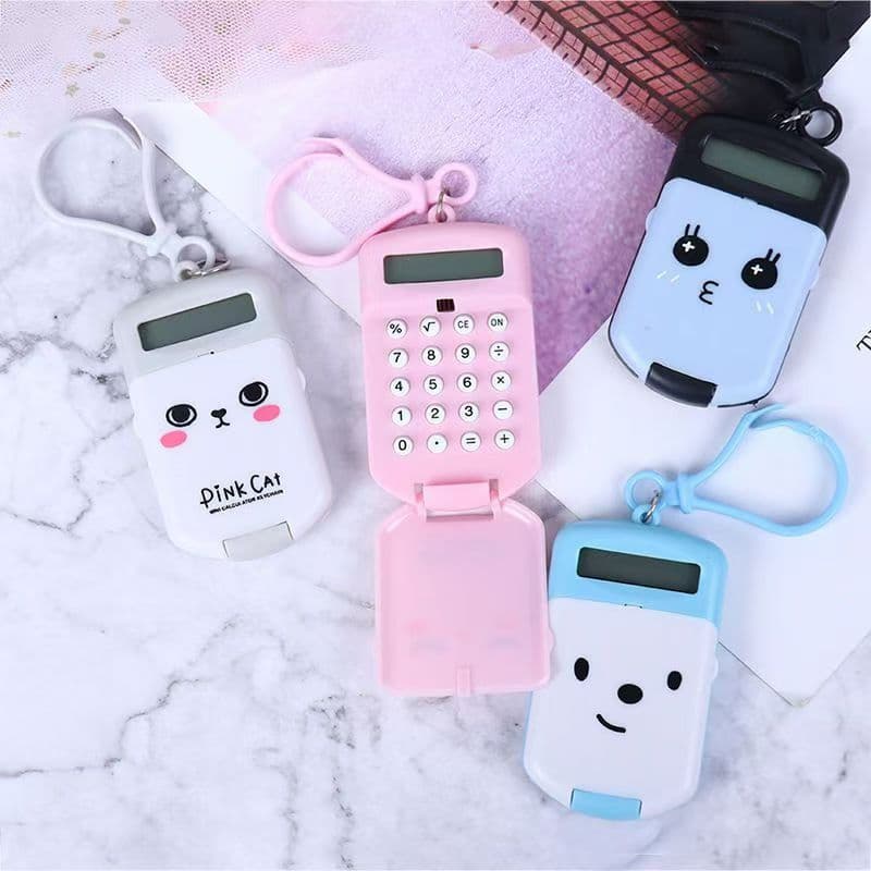 Creative Flip Cartoon Keychain Calculator Cute Mini Student Computer Portable Exam Calculator