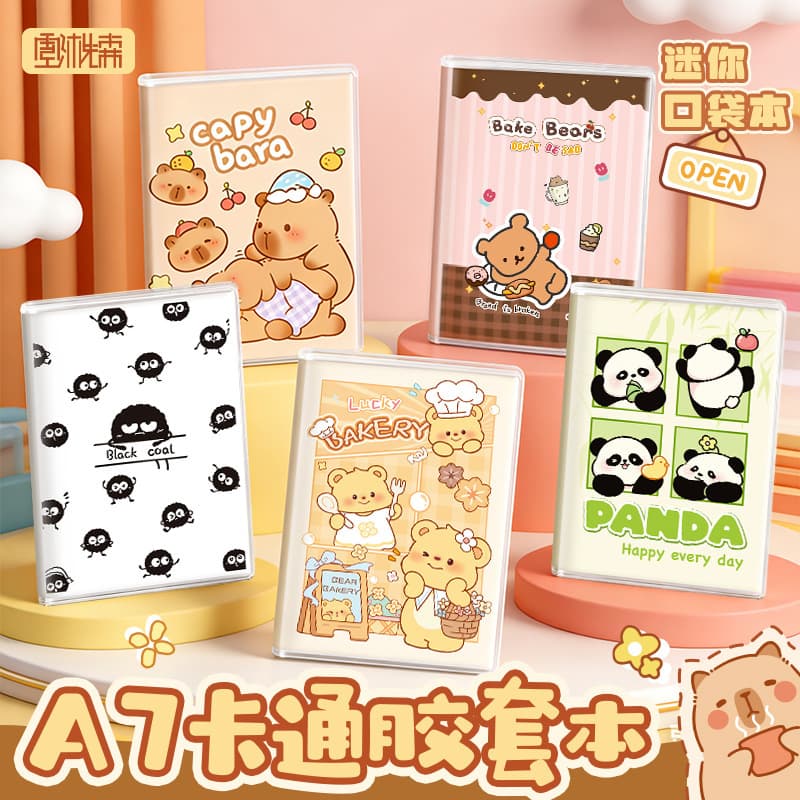 Cartoon A7 Plastic Cover Notebook, High-Quality Thickened Mini Pocket Notebook, Student Stationery, Homework Diary, Notepad
