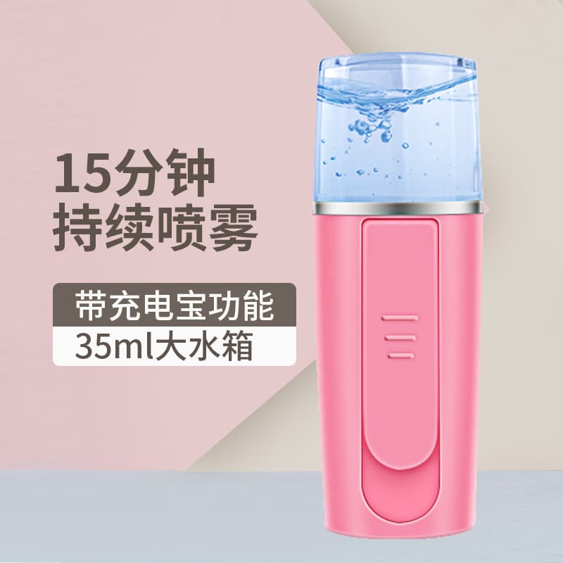 Beauty Power Bank Hydration Device USB Charging Mini Cold Spray Moisturizing Facial Steamer Spray Negative Ion Rechargeable