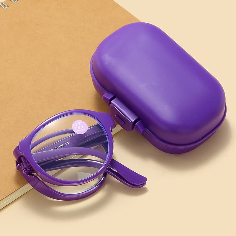 Cross-border new fashion folding reading glasses portable anti-blue light HD old reading spring leg reading glasses