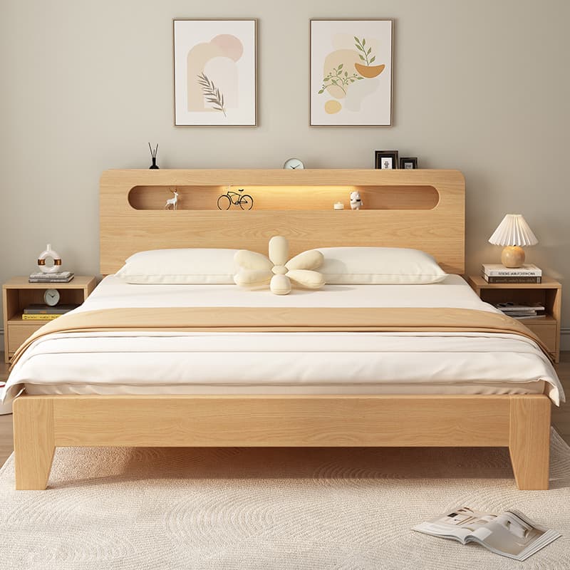 Solid Wood Bed Simple Style 5m Home Master Bedroom Bed 8 Double Bed Economical Bed for Rental Room