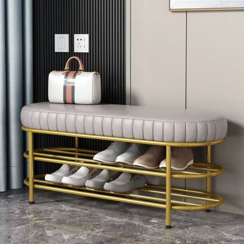 Carefully Selected Shoe-Changing Bench in Nordic Style with Integrated Shoe Rack and Cushion for Home Use, Entryway Shoe-Changing Bench
