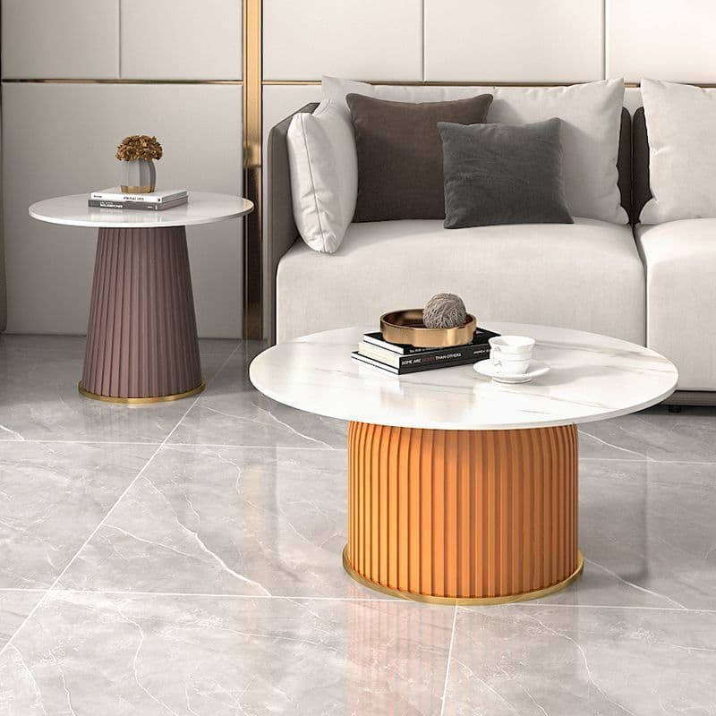 Round Slate Coffee Table, Modern Beauty Salon Nordic Style Trendy Side Table, Creative Small Apartment Living Room Home Use Irregular Coffee Table