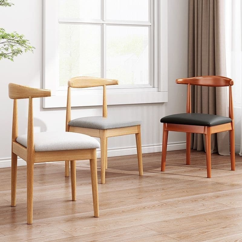 Wrought Iron Horn-Shaped Chair Backrest Wholesale Thickened Simple Dining Chair Home Dining Table Chair Milk Tea Shop Restaurant Stool
