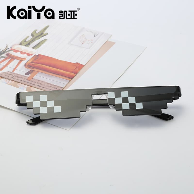 Internet Celebrity Live Mosaic Glasses Two-Dimensional Sunglasses Minecraft Personalized Pixel Sunglasses Cool