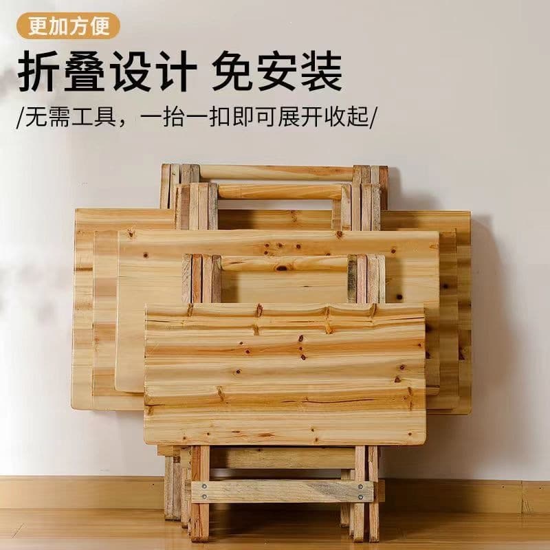Night Market Stall Wooden Table, Foldable Tabletop for Home Use, Non-Cypress Wood, Storage-Friendly, Complete Set for Commercial Use
