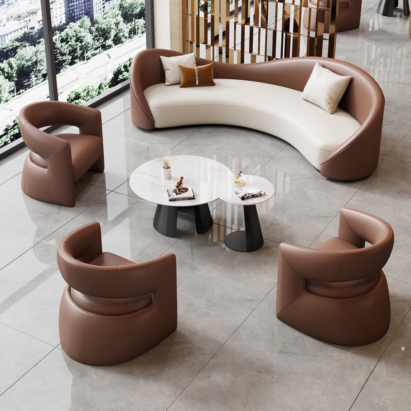 Light Luxury Modern Minimalist Office Reception Sofa Business Reception Negotiation Table and Chair Combination Lobby Sofa