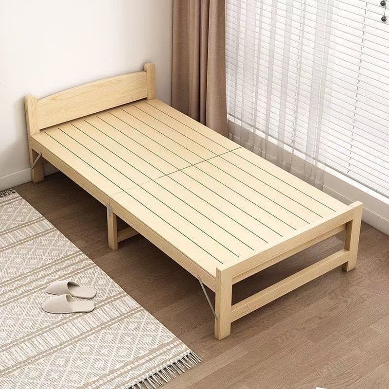 Solid Wood Folding Bed for Lunch Break in the Office, Double Bed, Economical Simple Rental Room, Thickened Adult Home Single Bed