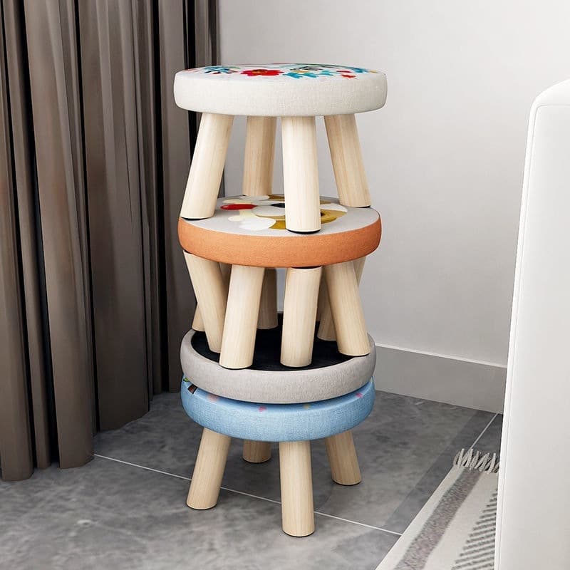 Cartoon Creative Dining Stool, Small Stool for Home Use, Solid Wood Round Low Stool, Cute Children's Sofa Stool, Baby Chair