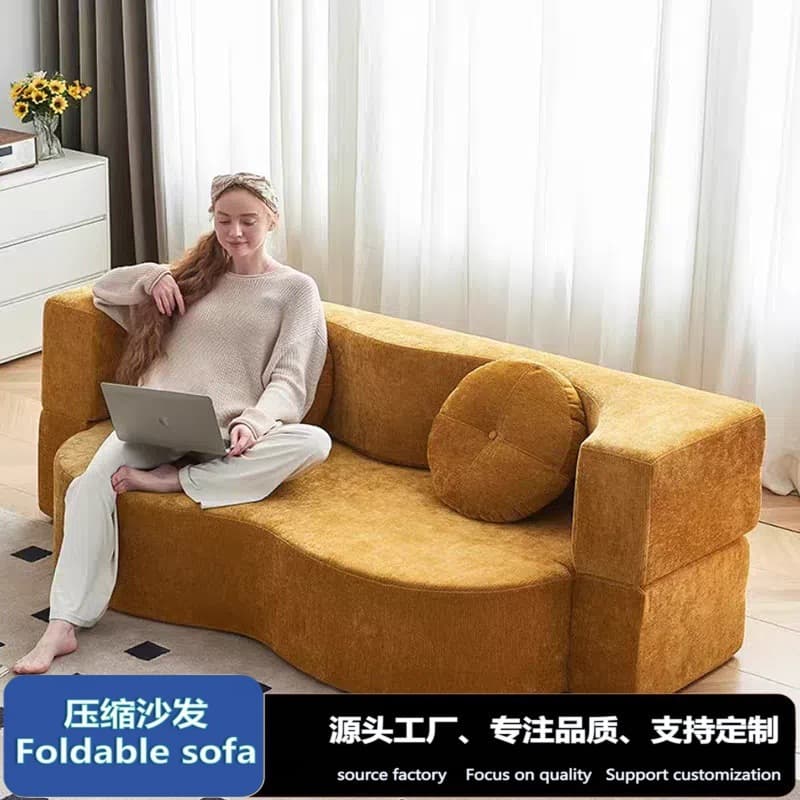Cross-Border Compressed Vacuum Roll-Packed Special-Shaped Fabric Sofa Modern Simple Living Room Internet Celebrity Designer Foldable Sofa